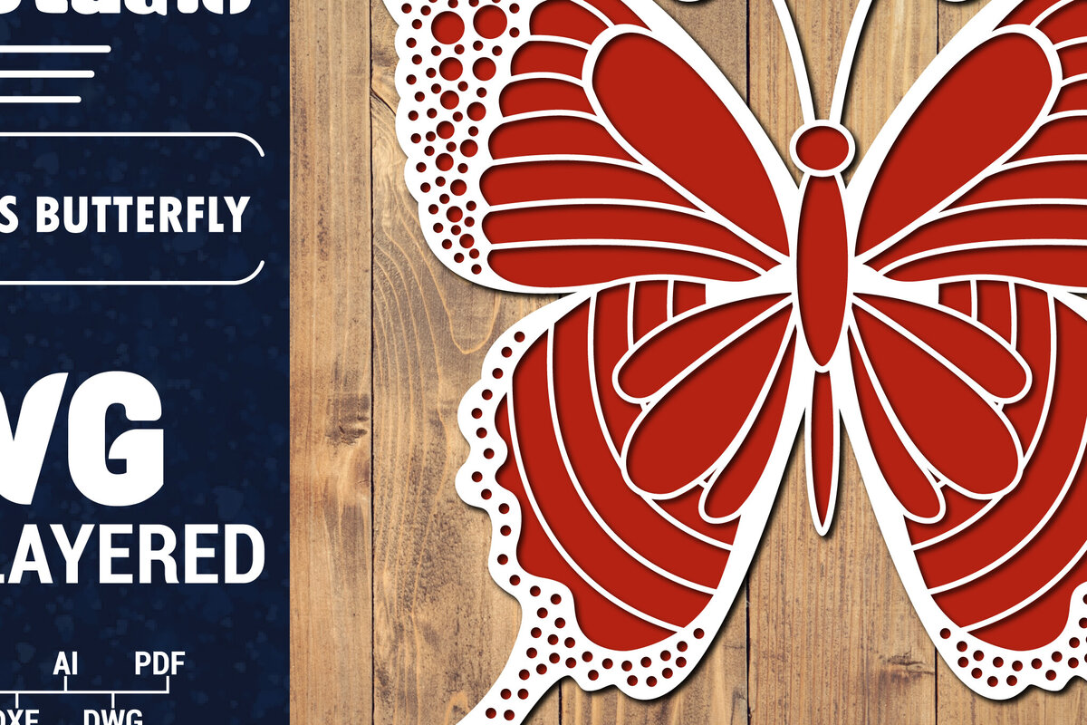 Σετ των 2 Intra απο ξύλο plywood 3mm-4mm πάχος Τρισδιάστατο Χριστουγεννιάτικου Πεταλούδας Papercut Δίασταση 15x15 cm INTRAFABR-86621303