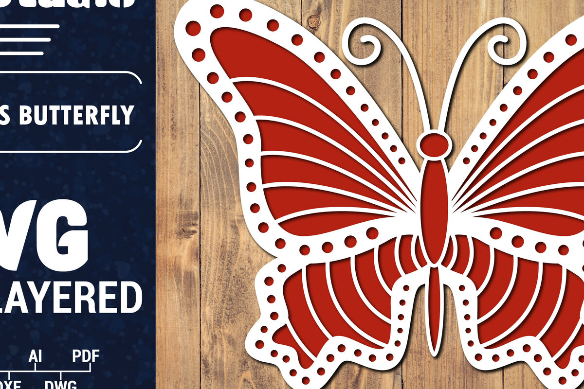 Σετ των 2 Intra απο ξύλο plywood 3mm-4mm πάχος Τρισδιάστατο Χριστουγεννιάτικου Πεταλούδας Papercut Δίασταση 15x15 cm INTRAFABR-86621311