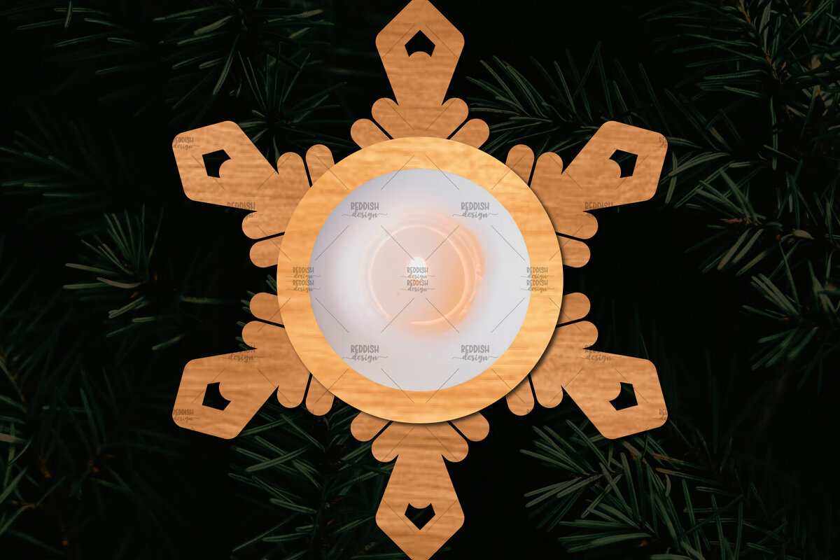 Σετ των 2 Intra απο ξύλο plywood 3mm-4mm πάχος Τρισδιάστατη χριστουγεννιάτικη θήκη κεριού Δίασταση 15x15 cm INTRAFABR-108780774