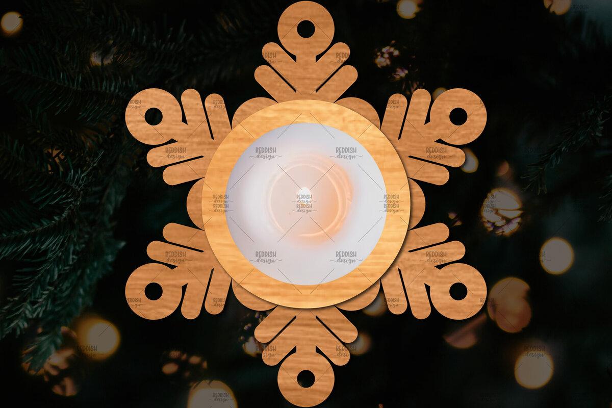 Σετ των 2 Intra απο ξύλο plywood 3mm-4mm πάχος Τρισδιάστατη χριστουγεννιάτικη θήκη κεριού Δίασταση 15x15 cm INTRAFABR-108780779