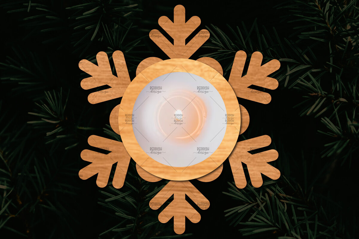 Σετ των 2 Intra απο ξύλο plywood 3mm-4mm πάχος Τρισδιάστατη χριστουγεννιάτικη θήκη κεριού Δίασταση 15x15 cm INTRAFABR-108780839