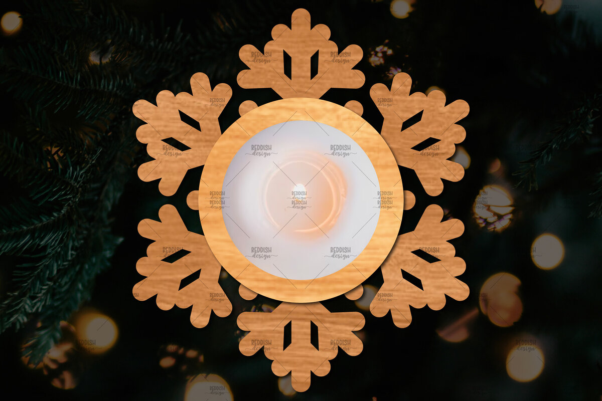 Σετ των 3 Intra απο ξύλο plywood 3mm-4mm πάχος Τρισδιάστατη χριστουγεννιάτικη θήκη κεριού Δίασταση 15x15 cm INTRAFABR-108780851