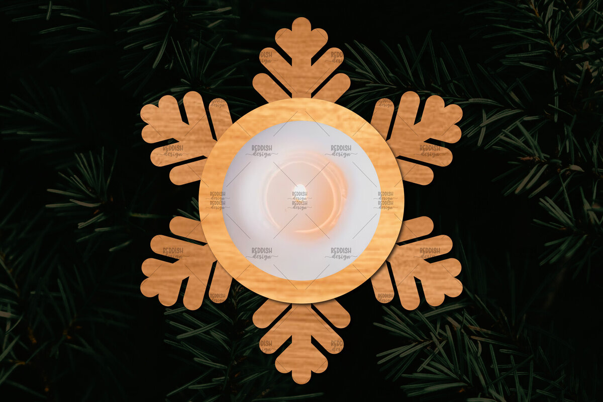 Σετ των 2 Intra απο ξύλο plywood 3mm-4mm πάχος Τρισδιάστατη χριστουγεννιάτικη θήκη κεριού Δίασταση 15x15 cm INTRAFABR-108780899