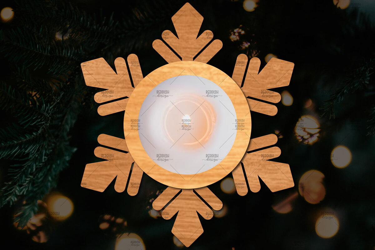 Σετ των 2 Intra απο ξύλο plywood 3mm-4mm πάχος Τρισδιάστατη χριστουγεννιάτικη θήκη κεριού Δίασταση 15x15 cm INTRAFABR-108780909