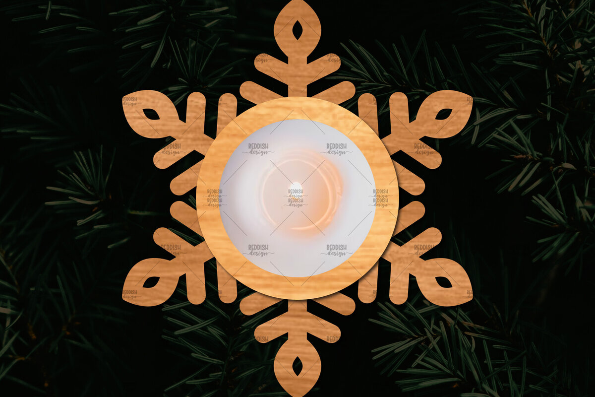 Σετ των 2 Intra απο ξύλο plywood 3mm-4mm πάχος Τρισδιάστατη χριστουγεννιάτικη θήκη κεριού Δίασταση 15x15 cm INTRAFABR-108780923