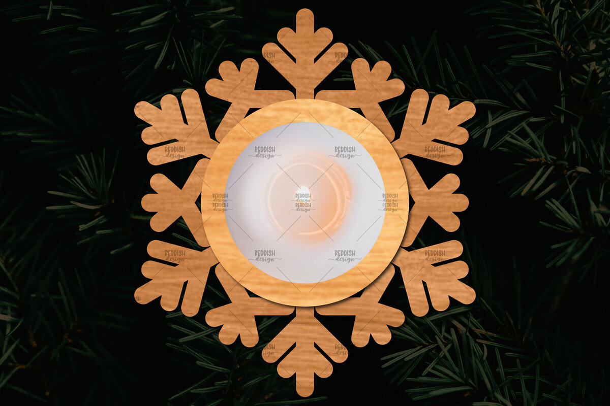 Σετ των 2 Intra απο ξύλο plywood 3mm-4mm πάχος Τρισδιάστατη χριστουγεννιάτικη θήκη κεριού Δίασταση 15x15 cm INTRAFABR-108780965