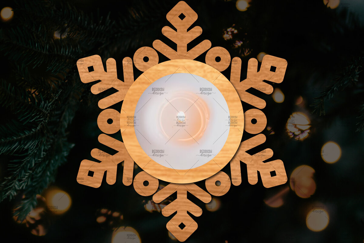 Σετ των 2 Intra απο ξύλο plywood 3mm-4mm πάχος Τρισδιάστατη χριστουγεννιάτικη θήκη κεριού Δίασταση 15x15 cm INTRAFABR-108780976