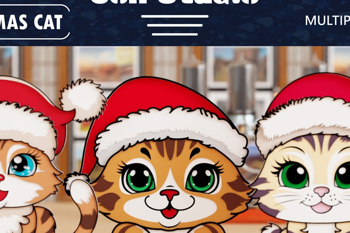 Σετ των 2 Intra απο ξύλο plywood 3mm-4mm πάχος Τρισδιάστατη χριστουγεννιάτικη γάτα Δίασταση 1500x1500 cm INTRAFABR-101944465