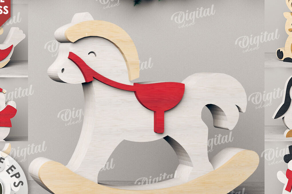 Σετ των 2 Intra απο ξύλο plywood 3mm-4mm πάχος τρισδιάστατων χριστουγεννιάτικων χαρακτήρων  Δίασταση 15x15 cm INTRAFABR-110763568