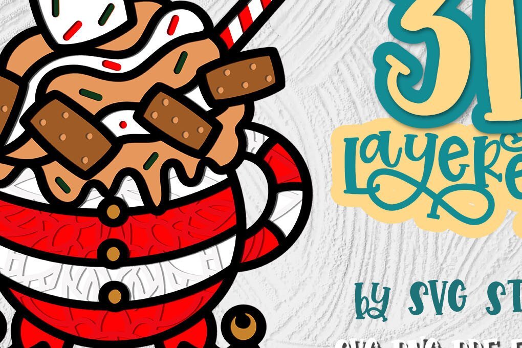 Σετ των 2 Intra απο ξύλο plywood 3mm-4mm πάχος 3D Christmas Cocoa 02 Layered Design Δίασταση 15x15 cm INTRAFABR-35011047