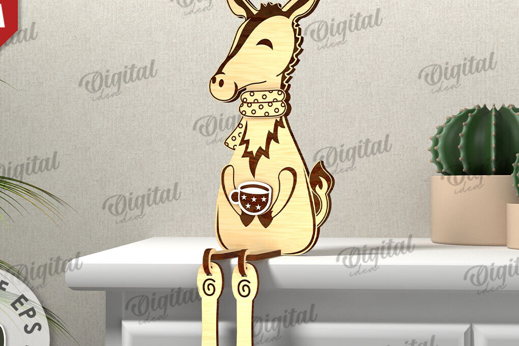 Σετ των 2 Intra απο ξύλο plywood 3mm-4mm πάχος Τρισδιάστατο σχέδιο κοπής με λέιζερ Χριστουγέννων γαϊδάρου Δίασταση 15x15 cm INTRAFABR-111128840