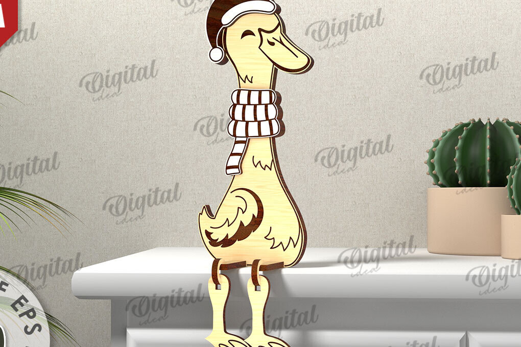 Σετ των 2 Intra απο ξύλο plywood 3mm-4mm πάχος Τρισδιάστατο σχέδιο κοπής με λέιζερ Χριστουγέννων πάπιας Δίασταση 15x15 cm INTRAFABR-111128797