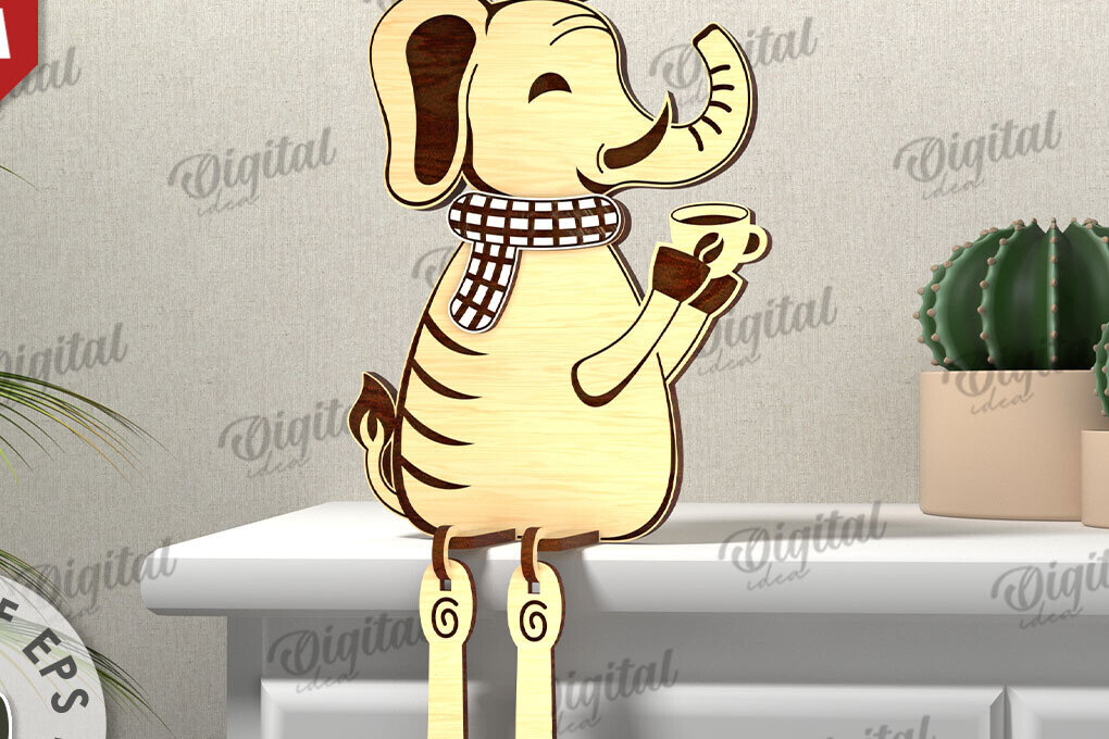 Σετ των 3 Intra απο ξύλο plywood 3mm-4mm πάχος Τρισδιάστατο Χριστουγέννων ελέφαντα Δίασταση 15x15 cm INTRAFABR-111128633