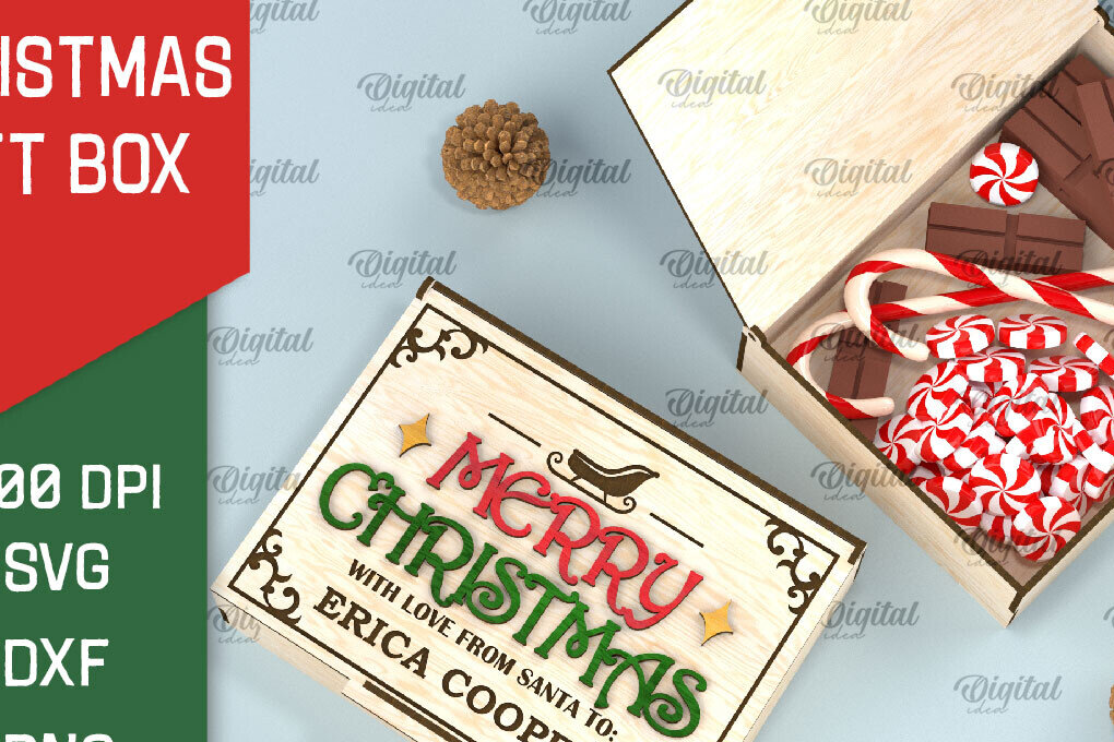 Σετ των 2 Intra απο ξύλο plywood 3mm-4mm πάχος Τρισδιάστατο κουτί δώρου παραμονής Χριστουγέννων Δίασταση 15x15 cm INTRAFABR-106138652