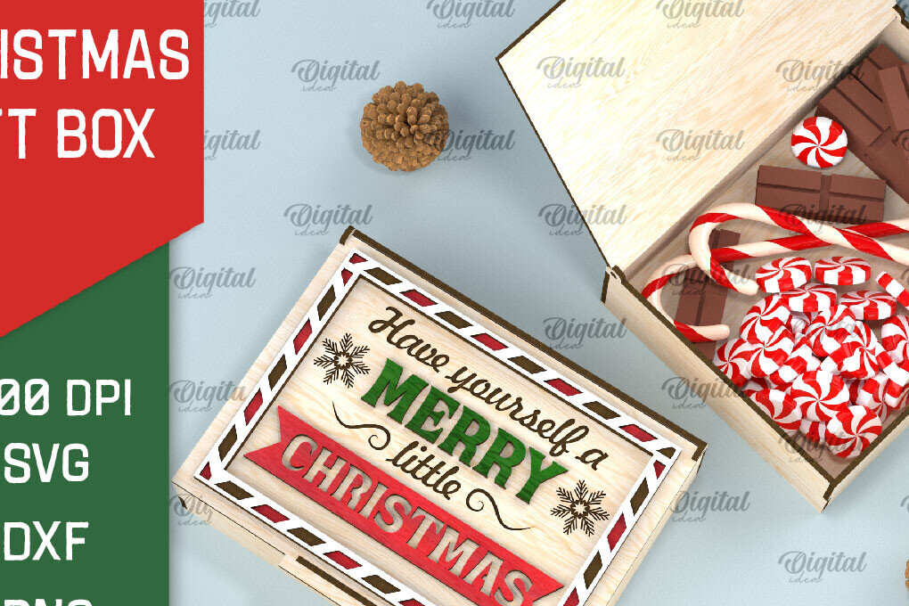 Σετ των 2 Intra απο ξύλο plywood 3mm-4mm πάχος Τρισδιάστατο κουτί δώρου παραμονής Χριστουγέννων Δίασταση 15x15 cm INTRAFABR-106138705