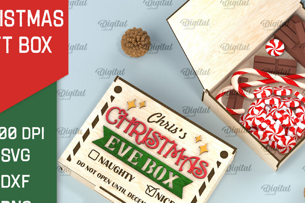 Intra απο ξύλο plywood 3mm-4mm πάχος Τρισδιάστατο κουτί δώρου παραμονής Χριστουγέννων Δίασταση 15x15 cm INTRAFABR-106138870