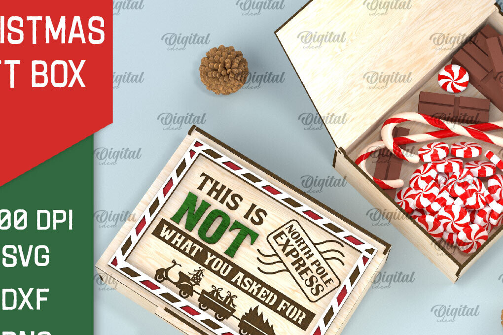 Σετ των 2 Intra απο ξύλο plywood 3mm-4mm πάχος Τρισδιάστατο κουτί δώρου παραμονής Χριστουγέννων Δίασταση 15x15 cm INTRAFABR-106138926