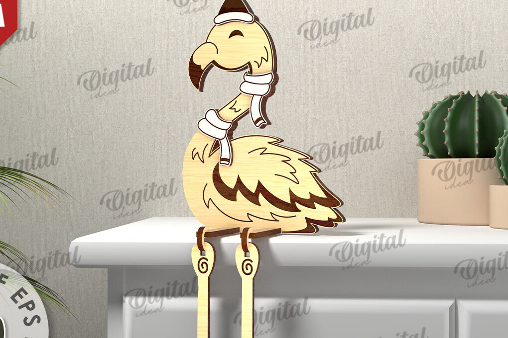 Σετ των 2 Intra απο ξύλο plywood 3mm-4mm πάχος 3D Χριστουγεννιάτικο σχέδιο κοπής με λέιζερ Flamingo Δίασταση 15x15 cm INTRAFABR-111128579