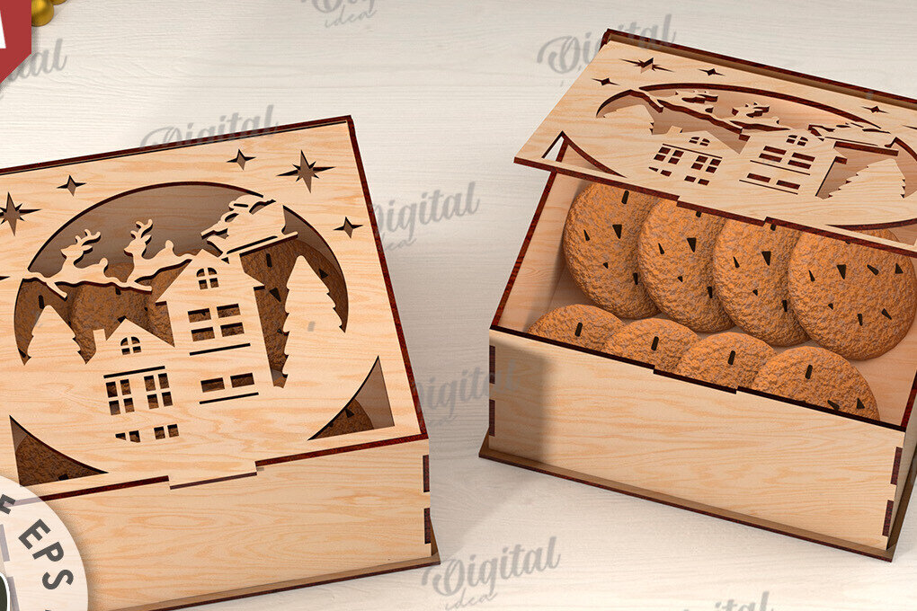 Intra απο ξύλο plywood 3mm-4mm πάχος Τρισδιάστατο χριστουγεννιάτικο κουτί δώρου Δίασταση 15x15 cm INTRAFABR-109928467