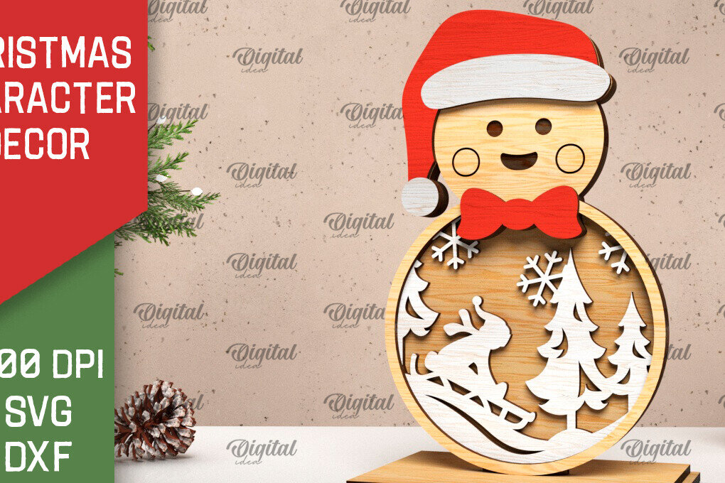 Σετ των 3 Intra απο ξύλο plywood 3mm-4mm πάχος Τρισδιάστατο χριστουγεννιάτικο μελόψωμο κοπής με λέιζερ Δίασταση 15x15 cm INTRAFABR-105995999