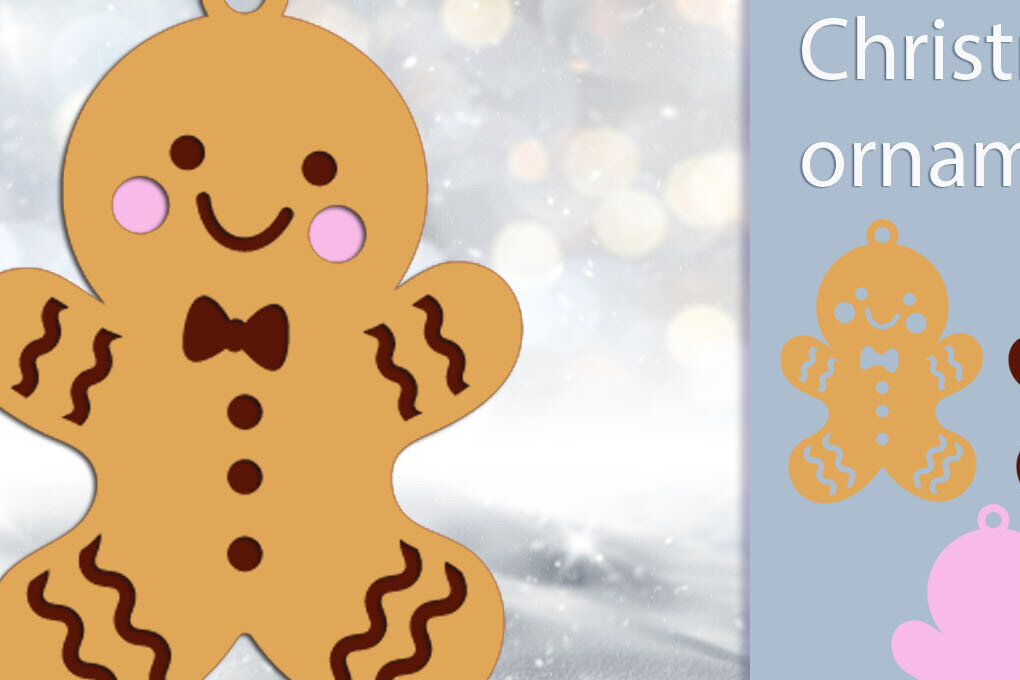 Σετ των 2 Intra απο ξύλο plywood 3mm-4mm πάχος 3D Χριστουγεννιάτικο μελόψωμο σε στρώσεις Δίασταση 15x15 cm INTRAFABR-112042991