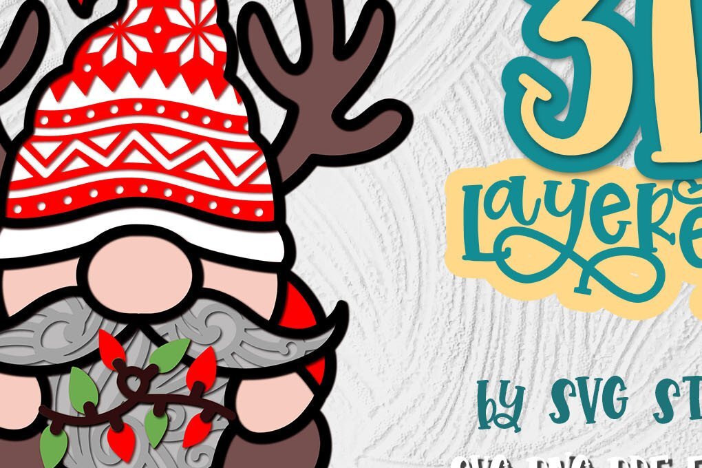 Intra απο ξύλο plywood 3mm-4mm πάχος 3D Christmas Gnome 02 Layered Design Δίασταση 15x15 cm INTRAFABR-35011863