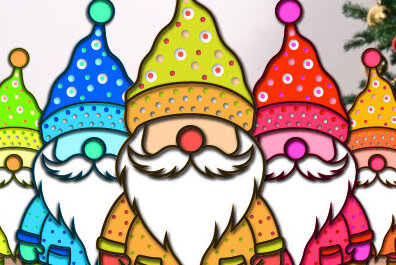 Σετ των 2 Intra απο ξύλο plywood 3mm-4mm πάχος Τρισδιάστατο σχέδιο χριστουγεννιάτικου Gnome Paper Cut Δίασταση 15x15 cm INTRAFABR-75987589