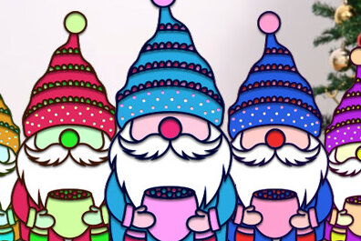 Σετ των 2 Intra απο ξύλο plywood 3mm-4mm πάχος Τρισδιάστατο σχέδιο χριστουγεννιάτικου Gnome Paper Cut Δίασταση 15x15 cm INTRAFABR-75987611