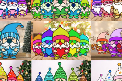 Σετ των 2 Intra απο ξύλο plywood 3mm-4mm πάχος 3D Χριστουγεννιάτικου Gnome Paper Cut Δίασταση 15x15 cm INTRAFABR-76426262