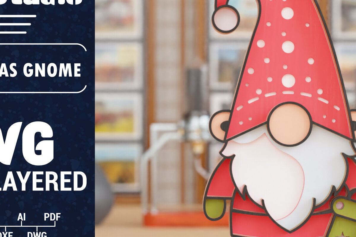 Σετ των 2 Intra απο ξύλο plywood 3mm-4mm πάχος 3D Christmas Gnome  Papercut Δίασταση 1200x1200 cm INTRAFABR-109107131