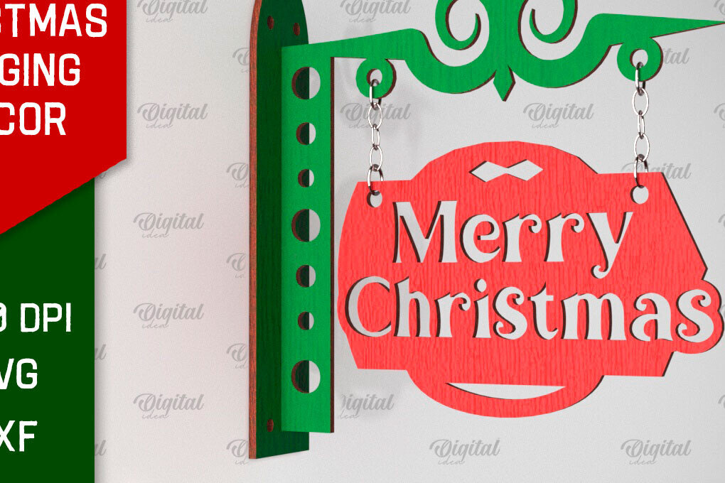 Σετ των 2 Intra απο ξύλο plywood 3mm-4mm πάχος Τρισδιάστατη χριστουγεννιάτικη κρεμαστή διακόσμηση με λέιζερ Δίασταση 15x15 cm INTRAFABR-106536749