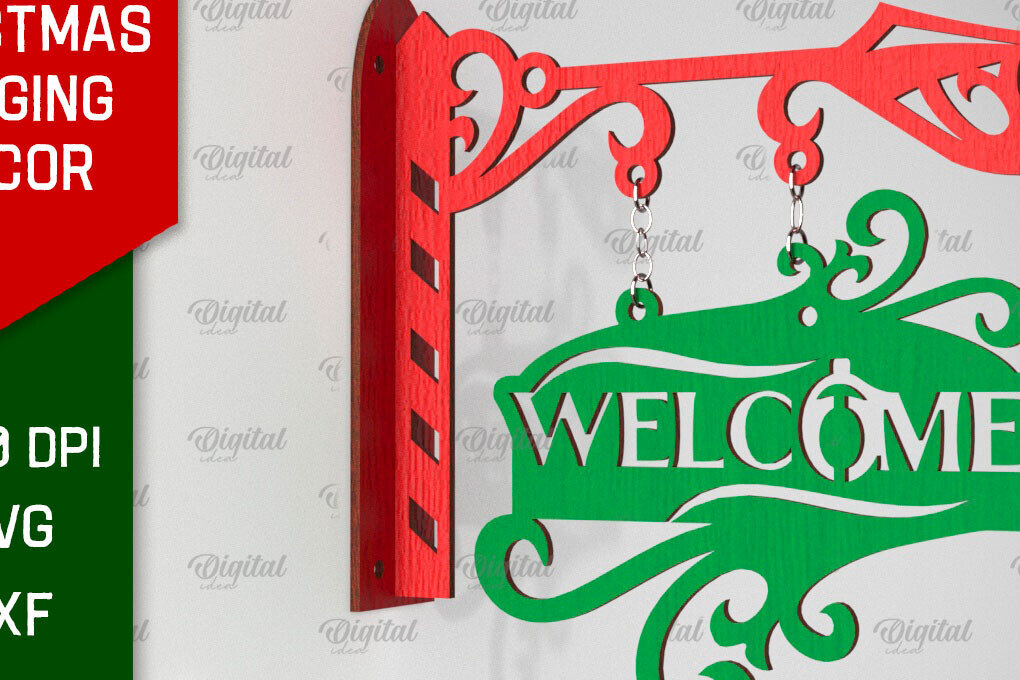 Σετ των 2 Intra απο ξύλο plywood 3mm-4mm πάχος Τρισδιάστατη χριστουγεννιάτικη κρεμαστή διακόσμηση με λέιζερ Δίασταση 15x15 cm INTRAFABR-106536770