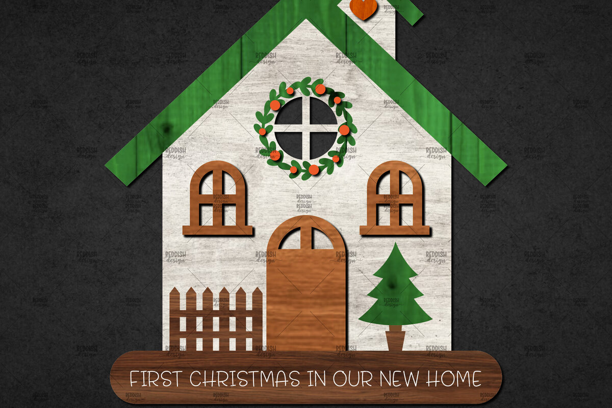 Σετ των 2 Intra απο ξύλο plywood 3mm-4mm πάχος Τρισδιάστατο χριστουγεννιάτικο σπίτι με στρώσεις Δίασταση 15x15 cm INTRAFABR-110186760