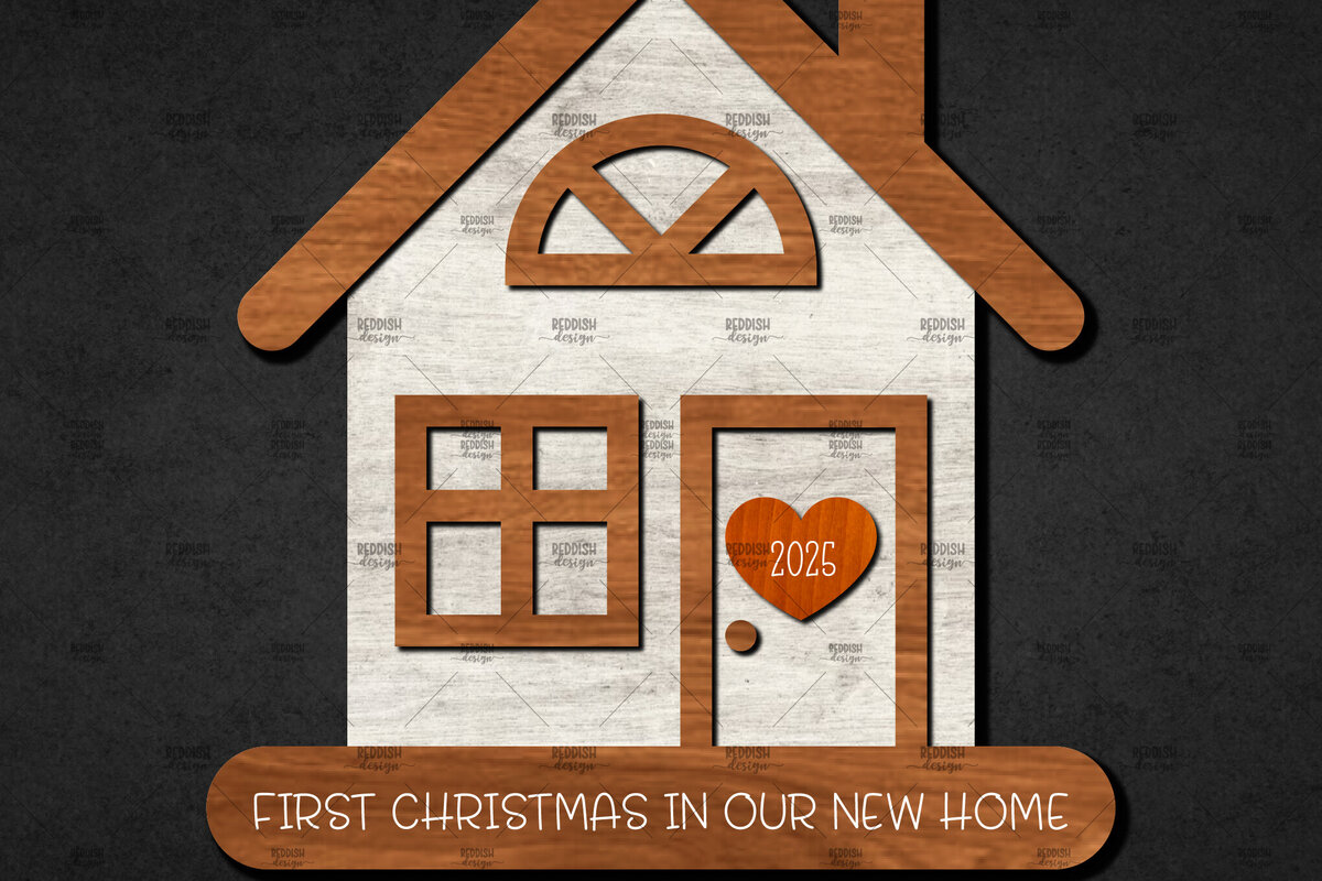 Σετ των 2 Intra απο ξύλο plywood 3mm-4mm πάχος Τρισδιάστατο χριστουγεννιάτικο σπίτι με στρώσεις Δίασταση 15x15 cm INTRAFABR-110186650