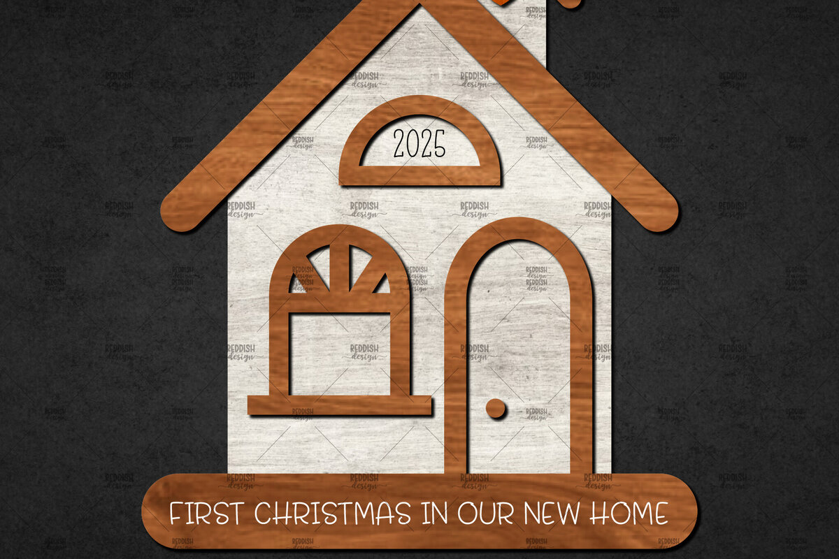 Σετ των 2 Intra απο ξύλο plywood 3mm-4mm πάχος Τρισδιάστατο χριστουγεννιάτικο σπίτι με στρώσεις Δίασταση 15x15 cm INTRAFABR-110186658