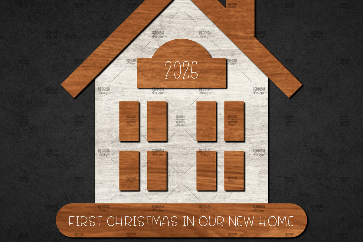 Σετ των 2 Intra απο ξύλο plywood 3mm-4mm πάχος Τρισδιάστατο χριστουγεννιάτικο σπίτι με στρώσεις Δίασταση 15x15 cm INTRAFABR-110186680