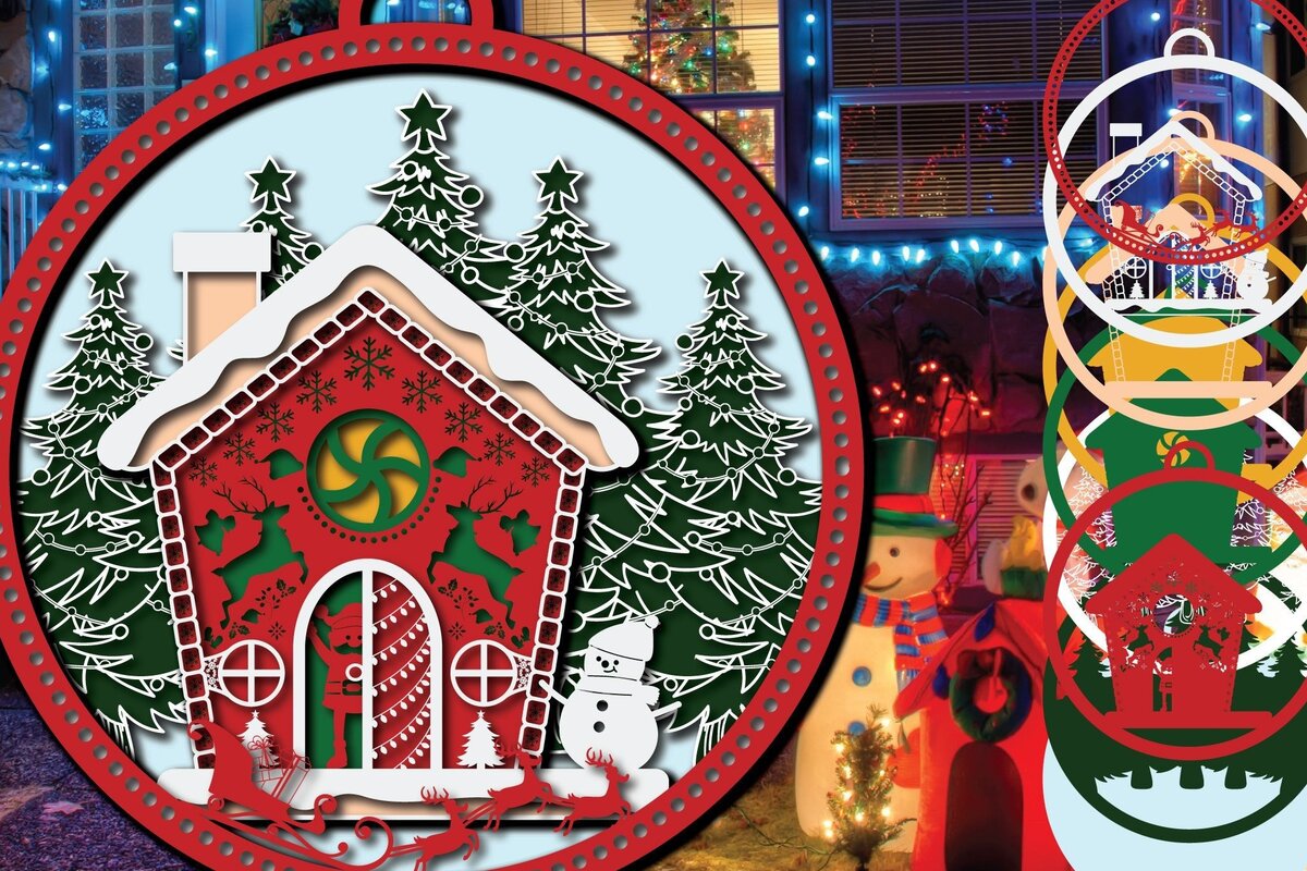 Σετ των 2 Intra απο ξύλο plywood 3mm-4mm πάχος Τρισδιάστατο χριστουγεννιάτικο κομμένο Δίασταση 1200x1200 cm INTRAFABR-32911009