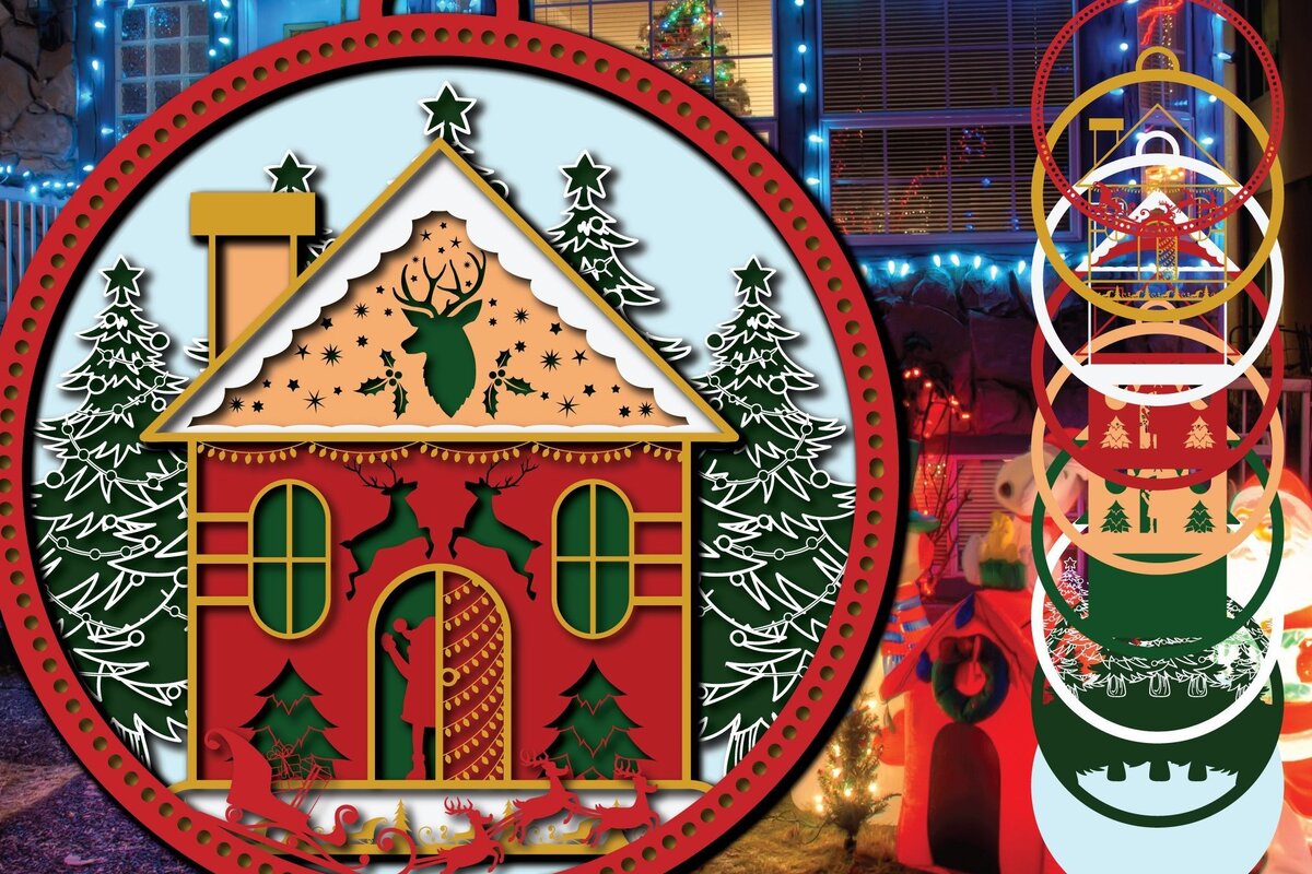 Σετ των 2 Intra απο ξύλο plywood 3mm-4mm πάχος Τρισδιάστατο χριστουγεννιάτικο κομμένο Δίασταση 1200x1200 cm INTRAFABR-33575275