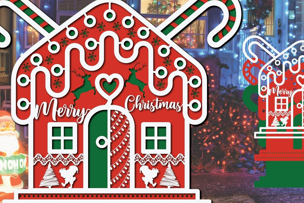 Σετ των 2 Intra απο ξύλο plywood 3mm-4mm πάχος Τρισδιάστατο χριστουγεννιάτικο κομμένο Δίασταση 1200x1200 cm INTRAFABR-32173607