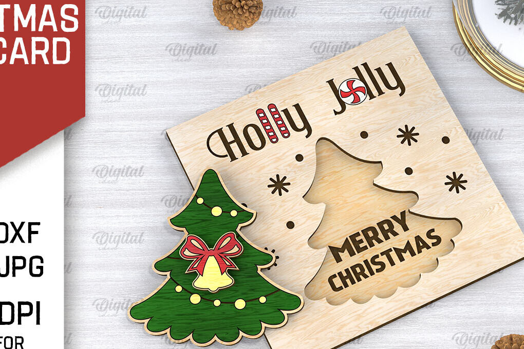 Intra απο ξύλο plywood 3mm-4mm πάχος Τρισδιάστατη χριστουγεννιάτικη παιδική κάρτα κοπής με λέιζερ Δίασταση 15x15 cm INTRAFABR-106599010