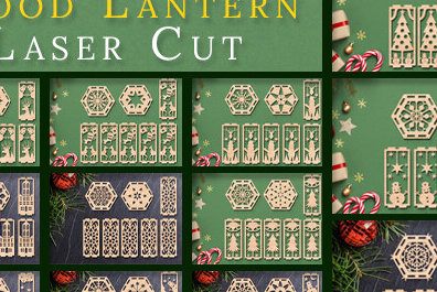 Σετ των 2 Intra απο ξύλο plywood 3mm-4mm πάχος Τρισδιάστατη δέσμη κοπής χριστουγεννιάτικου φαναριού με λέιζερ Δίασταση 15x15 cm INTRAFABR-83360092