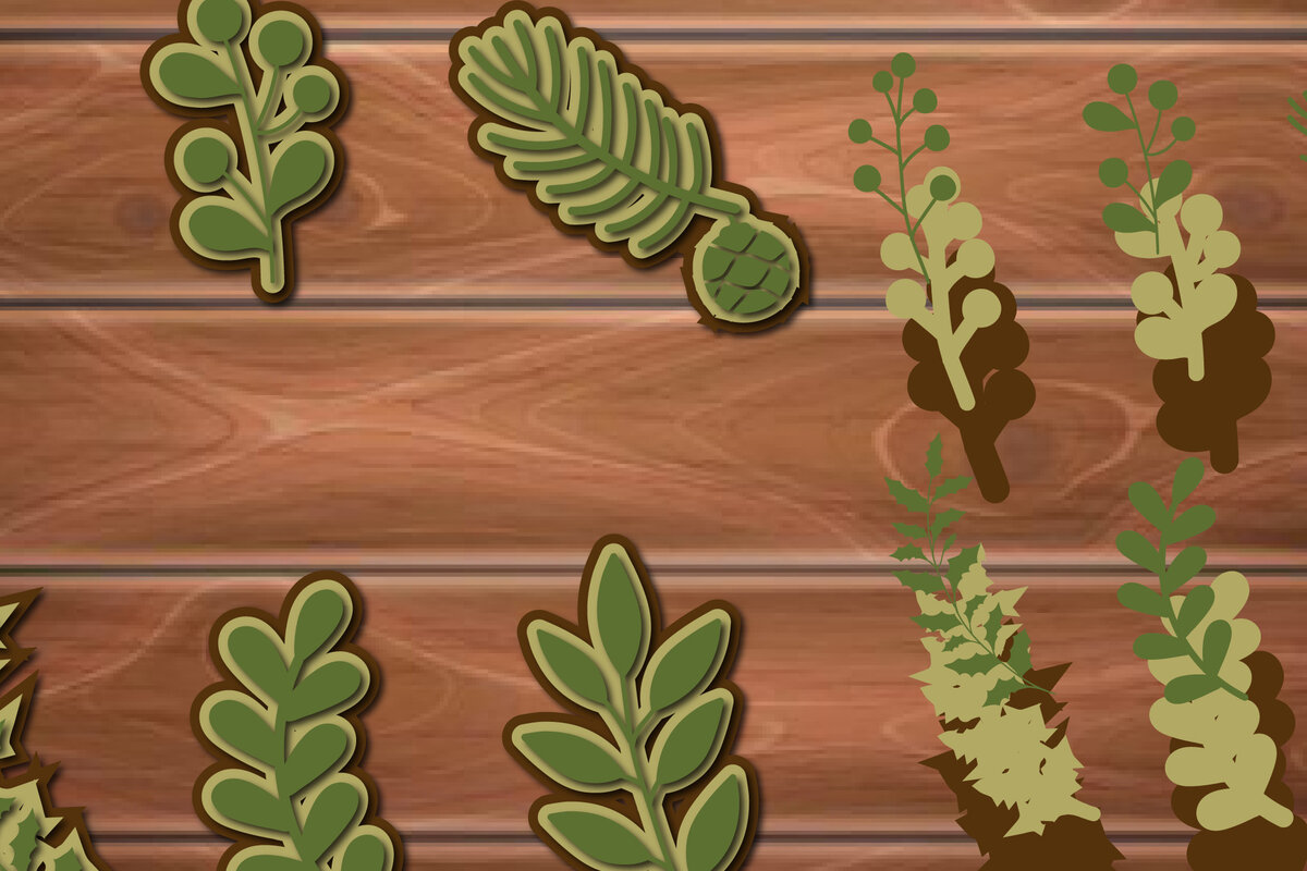 Σετ των 2 Intra απο ξύλο plywood 3mm-4mm πάχος 3D Χριστουγεννιάτικο Φύλλο Δίασταση 15x15 cm INTRAFABR-17159909