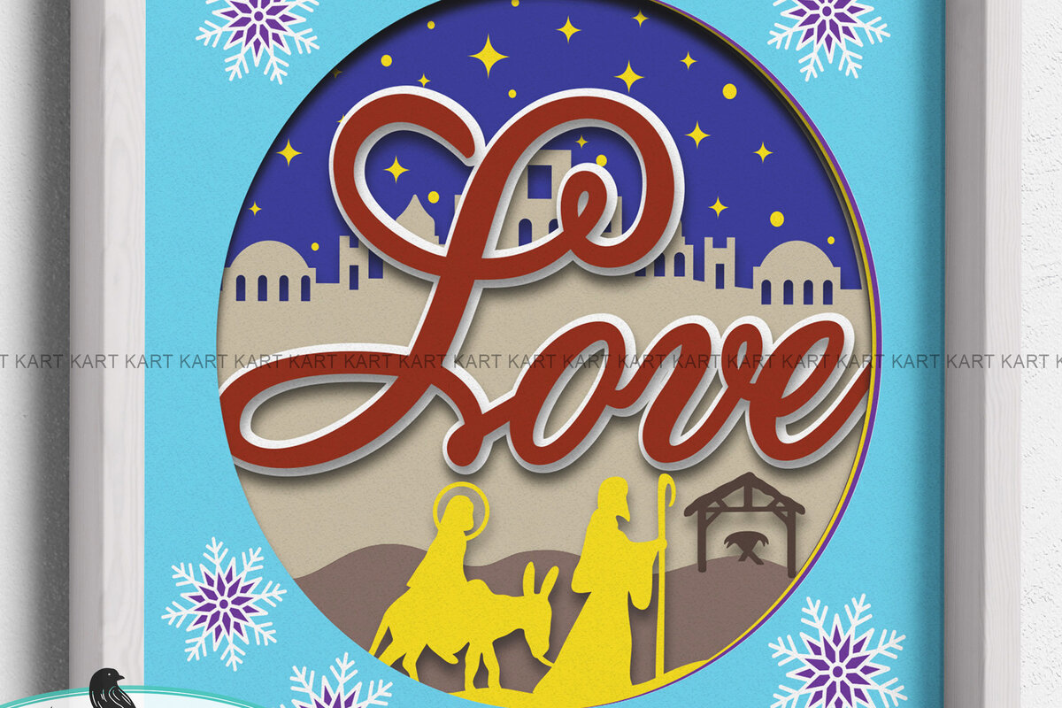 Σετ των 3 Intra απο ξύλο plywood 3mm-4mm πάχος 3D Christmas Love Shadow Box Δίασταση 8x8 cm INTRAFABR-53941920