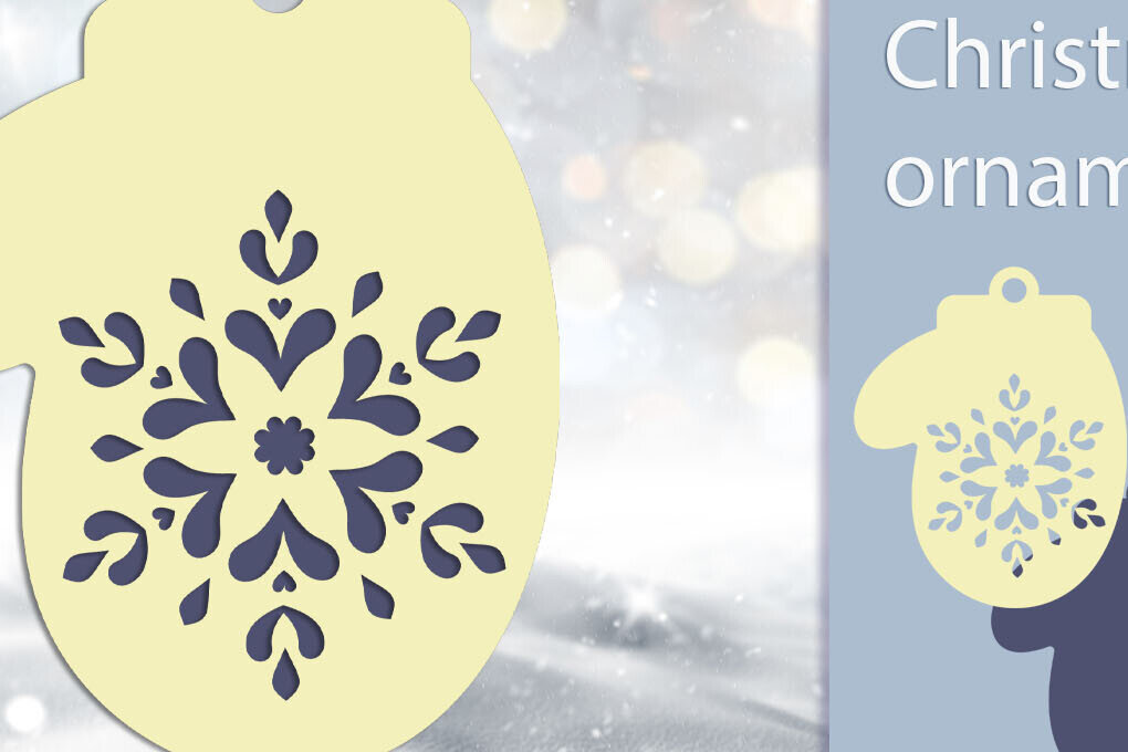 Σετ των 2 Intra απο ξύλο plywood 3mm-4mm πάχος 3D Χριστουγεννιάτικο γάντι με νιφάδα χιονιού Δίασταση 15x15 cm INTRAFABR-110120529