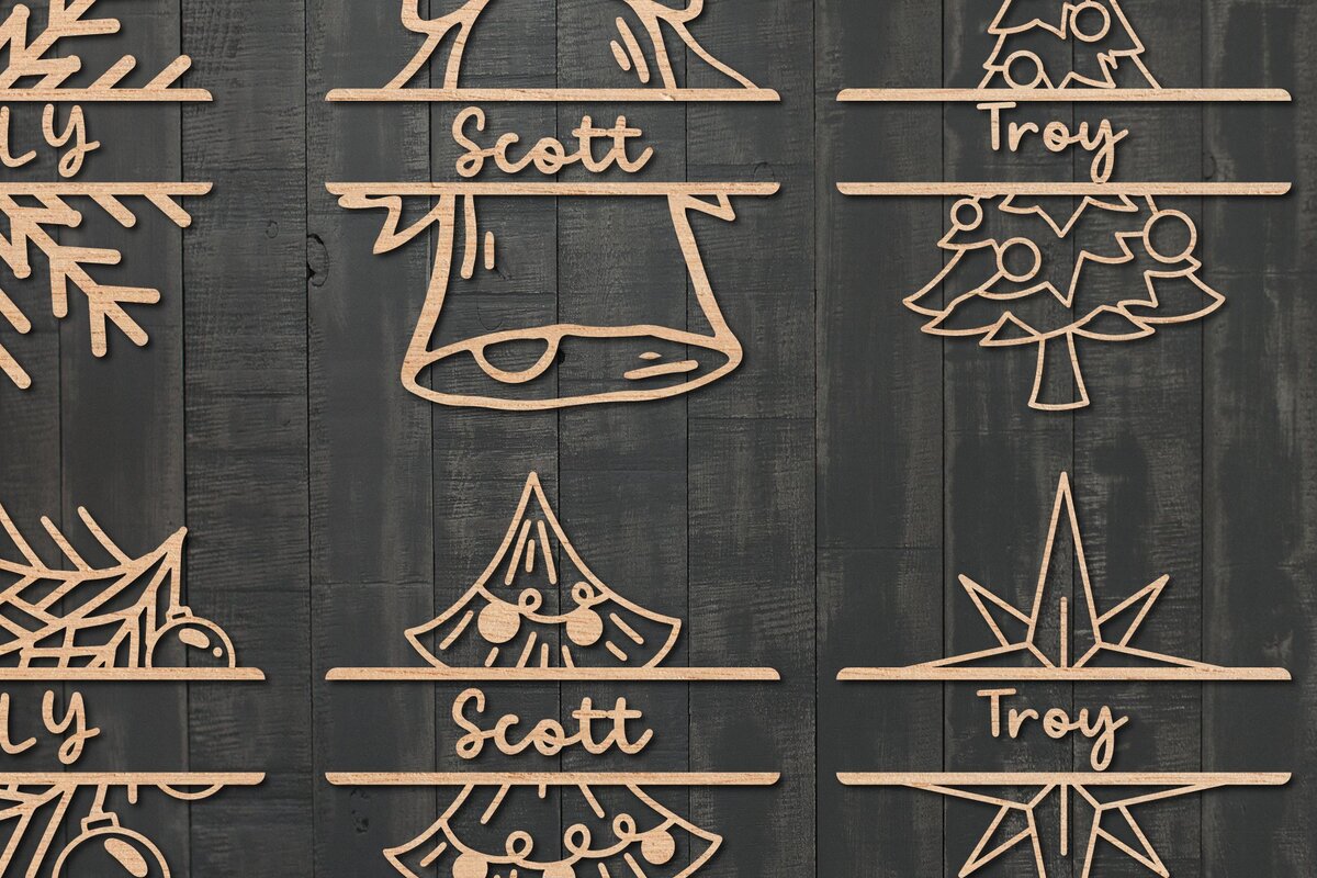 Σετ των 2 Intra απο ξύλο plywood 3mm-4mm πάχος τρισδιάστατης χριστουγεννιάτικης πινακίδας Δίασταση 25x25 cm INTRAFABR-40983009