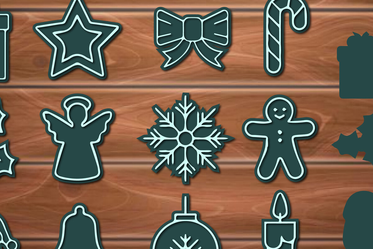 Σετ των 3 Intra απο ξύλο plywood 3mm-4mm πάχος Τρισδιάστατη δέσμη αρχείων κομμένων χριστουγεννιάτικων στολιδιών 1 Δίασταση 15x15 cm INTRAFABR-17332935