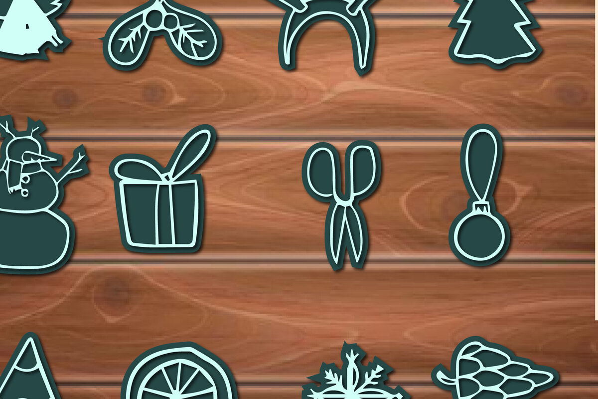 Σετ των 3 Intra απο ξύλο plywood 3mm-4mm πάχος Τρισδιάστατη δέσμη αρχείων με κομμένα χριστουγεννιάτικα στολίδια 3 Δίασταση 8x8 cm INTRAFABR-17332867