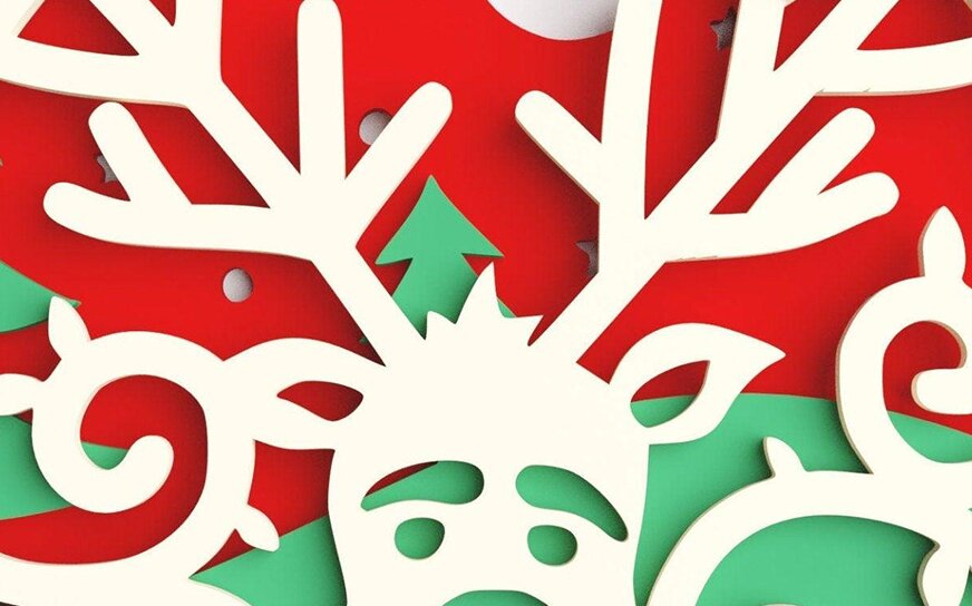 Σετ των 2 Intra απο ξύλο plywood 3mm-4mm πάχος 3D Χριστουγεννιάτικο Στολίδι Δίασταση 30x30 cm INTRAFABR-77143918