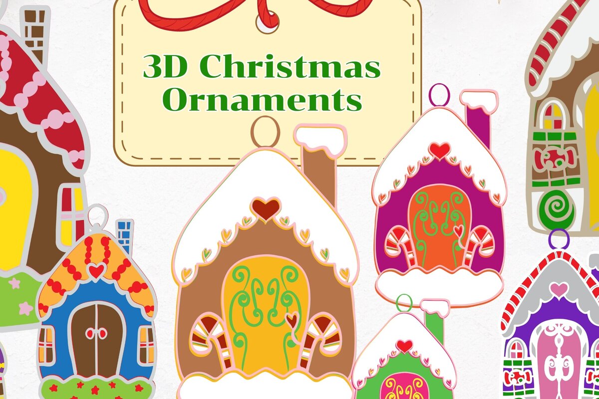 Σετ των 3 Intra απο ξύλο plywood 3mm-4mm πάχος 3D Χριστουγεννιάτικα στολίδια Δίασταση 8x8 cm INTRAFABR-86492406