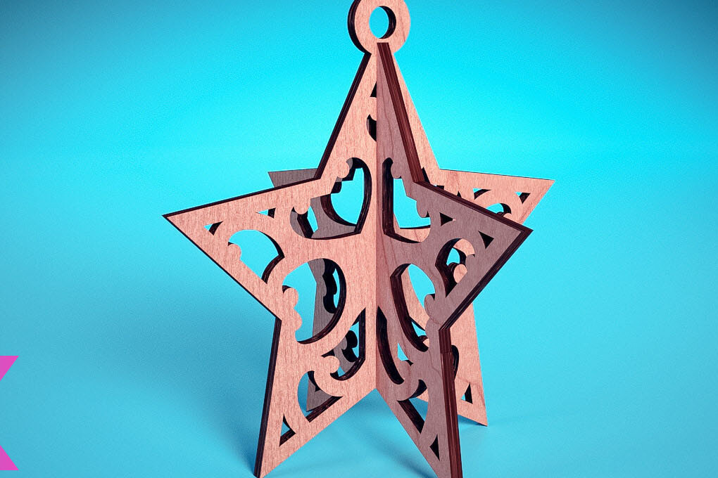 Σετ των 3 Intra απο ξύλο plywood 3mm-4mm πάχος Τρισδιάστατα χριστουγεννιάτικα στολίδια με λέιζερ | Δίασταση 8x8 cm INTRAFABR-71699211